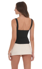 Ruched Flare Top in Black