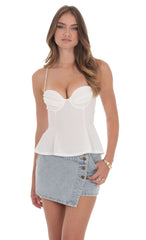 Fit and Flare Strappy Top in White