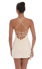 Floral Bust Fit and Flare Dress in Cream