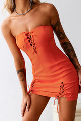 HELLO MOLLY Calabasas Mini Bodycon Dress Tangerine