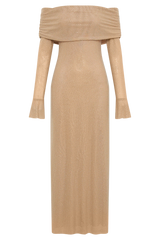Marcel Off Shoulder Diamante Maxi Dress - Nude