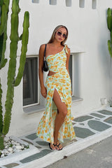 HELLO MOLLY Party On The Coast One Shoulder Maxi Dress Blue