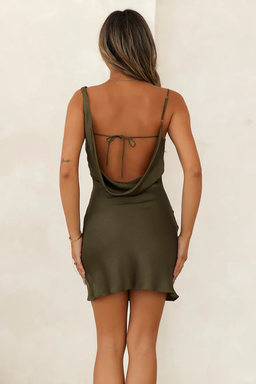 HELLO MOLLY Dreamy Date Night Mini Dress Khaki