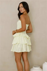 Run This Night Strapless Mini Dress Yellow