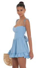 Open Back Ruffle Dress in Blue