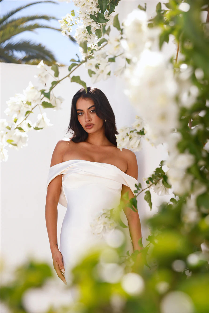 Precious Pearl Satin Maxi Dress Champagne