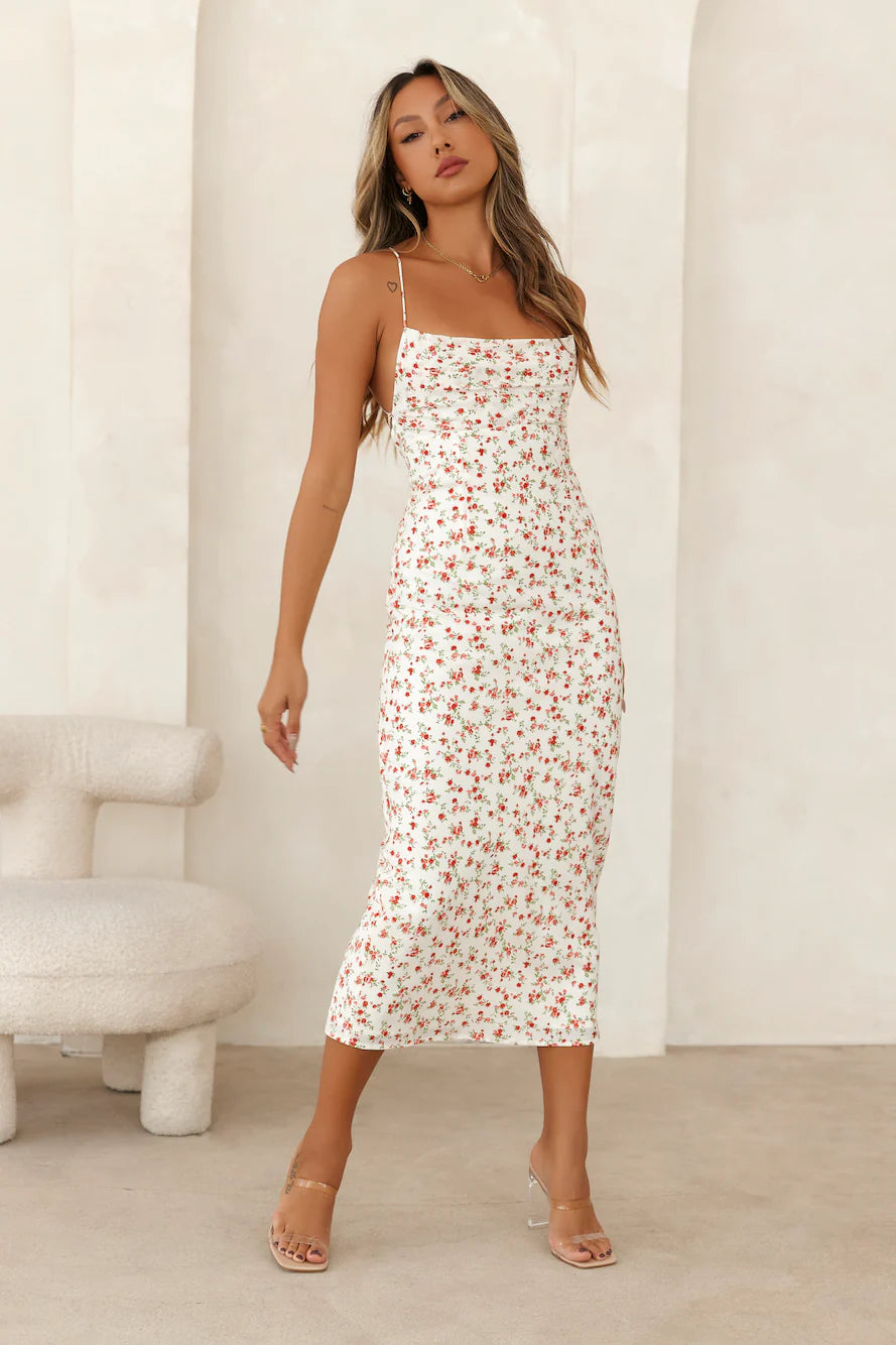 HELLO MOLLY Dreamy Eiffel Tower Date Midi Dress White