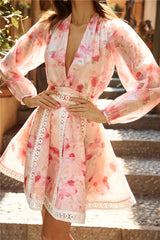 HELLO MOLLY Floral Frenzy Long Sleeve Bodysuit Pink