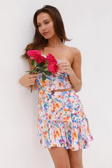 HELLO MOLLY Season Of Bloom One Shoulder Mini Dress Print