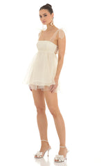 Shoulder Bow Baby Doll Dress in Cream