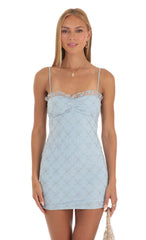 Ruffle Floral Dress in Sky Blue