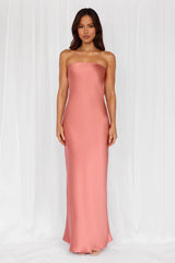 HELLO MOLLY The Felicity Strapless Satin Maxi Dress Rose