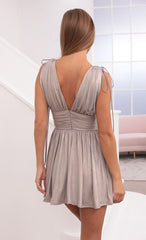 Fit and Flare Dress in Grey Shimmer