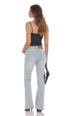 Low Rise Flare Jeans in Light Denim