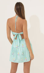 Cutout Flare Dress in Turquoise