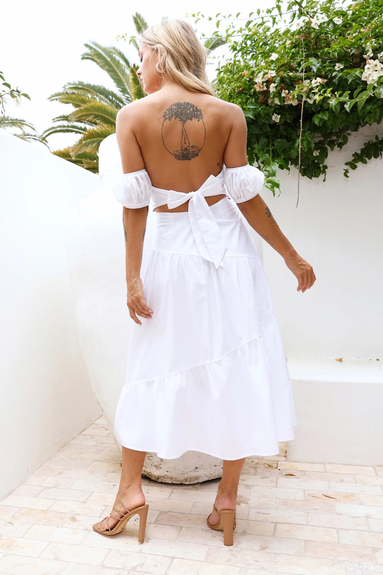 HELLO MOLLY Seaside Picnic Midi Dress White