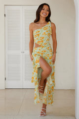HELLO MOLLY Party On The Coast One Shoulder Maxi Dress Blue