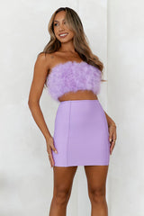 HELLO MOLLY Bring The Extravagance Feather Crop Top Lilac