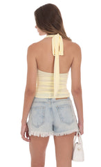Halter Ruched Top in Yellow