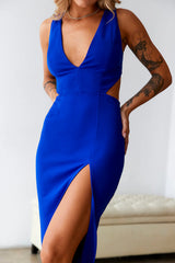 HELLO MOLLY Polaroid Shake Midi Dress Cobalt Blue