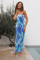 Moonlight Bloom Midi Dress Blue