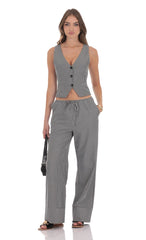 Pinstripe Buttoned Vest in Grey