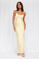 HELLO MOLLY The Samara Satin Maxi Dress Yellow