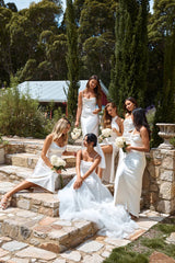 HELLO MOLLY The Opal One Shoulder Satin Maxi Dress Pearl