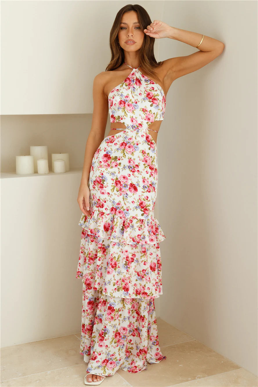 HELLO MOLLY Pure Serenity Halter Maxi Dress Pink