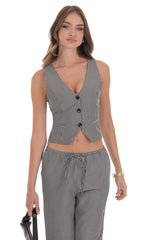 Pinstripe Buttoned Vest in Grey