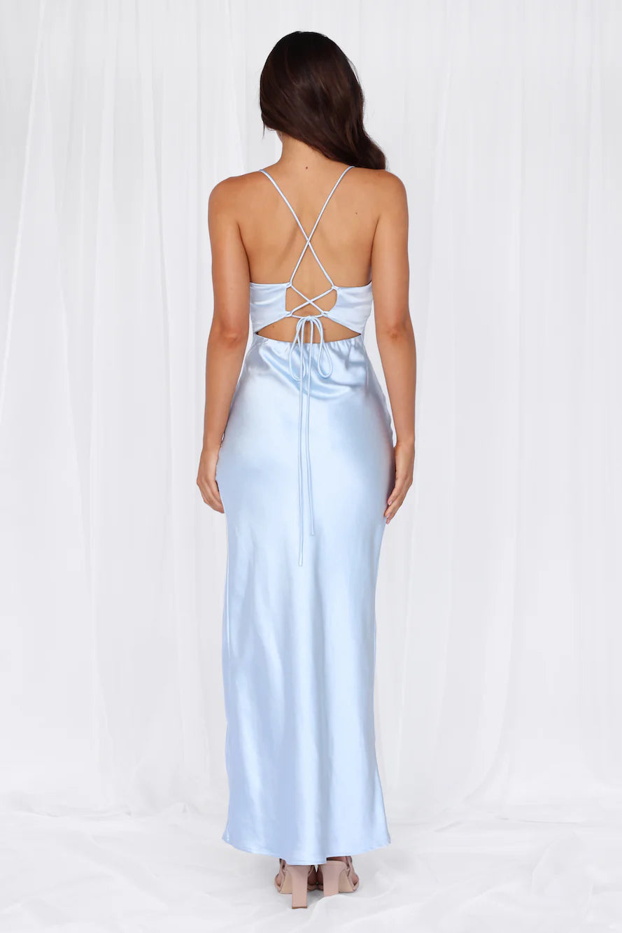 HELLO MOLLY The Sophia Satin Maxi Dress Blue