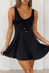 HELLO MOLLY Impeccable Style Satin Mini Dress Black