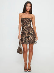 Confessions Strapless Mini Dress Leopard