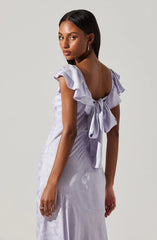 Freesia Jacquard Print Ruffle Midi Dress