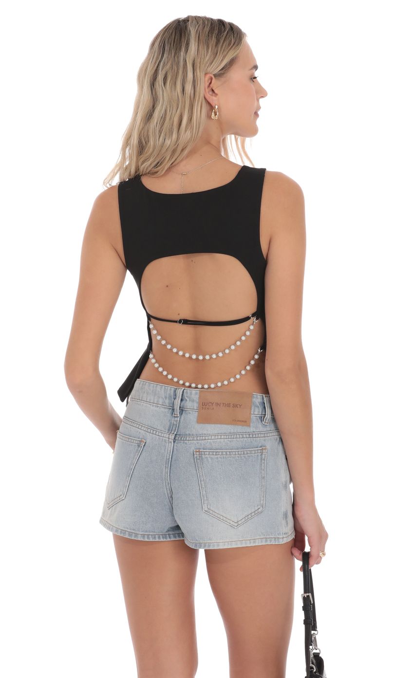 Pearl Open back Top in Black