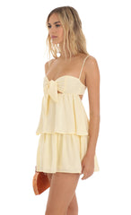 Satin Ruffle Dress in Yellow