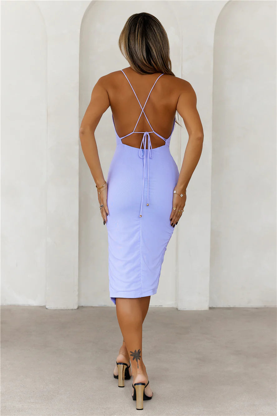 HELLO MOLLY Her Glow Up Midi Dress Lilac