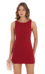High Neck Open Back Dress in Red