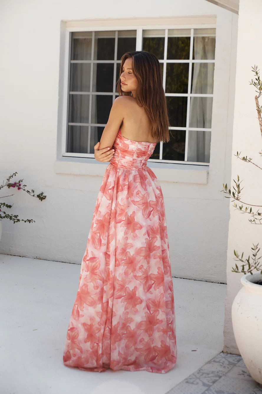 HELLO MOLLY Dainty Events Strapless Maxi Dress Pink