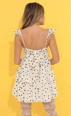 Floral Chiffon Ruffle Dress in Cream