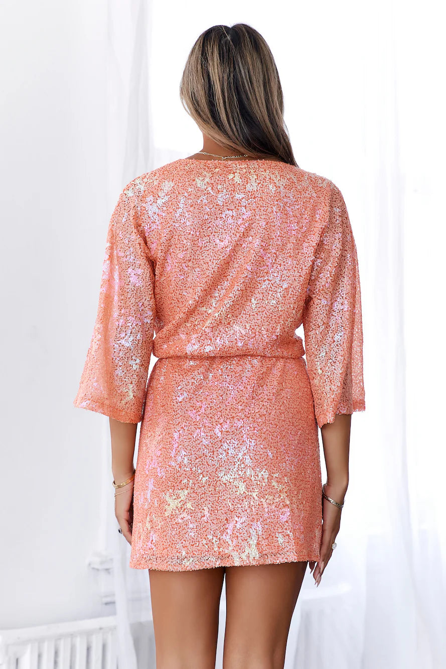 HELLO MOLLY Fade In Dress Orange Sequin