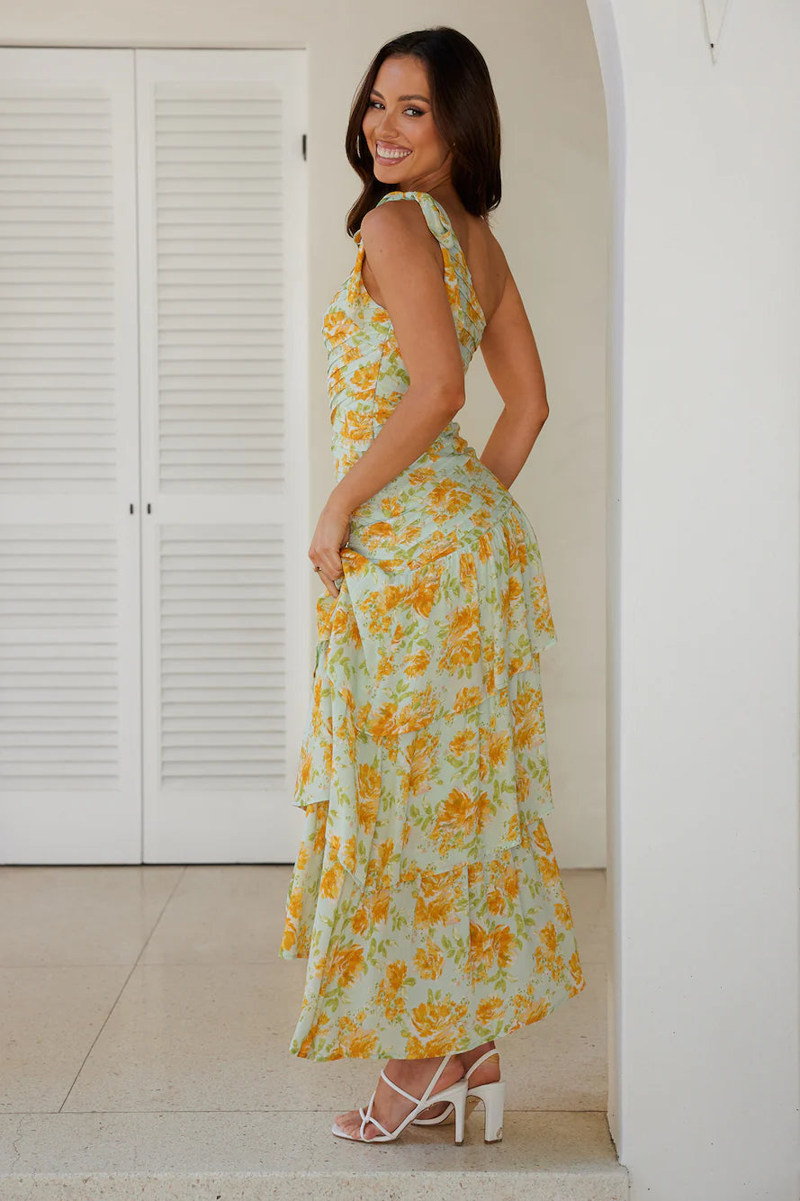 HELLO MOLLY Party On The Coast One Shoulder Maxi Dress Blue