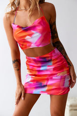 HELLO MOLLY Fiery Fiesta Asymmetrical Mini Skirt Multi