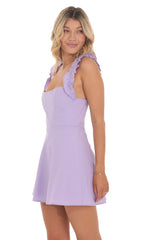 Ruffle Strap A-line Dress in Lavender