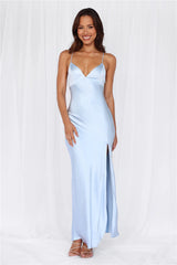 HELLO MOLLY The Sophia Satin Maxi Dress Blue