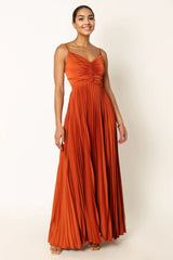 Naira Pleated Maxi Dress Sunset Orange