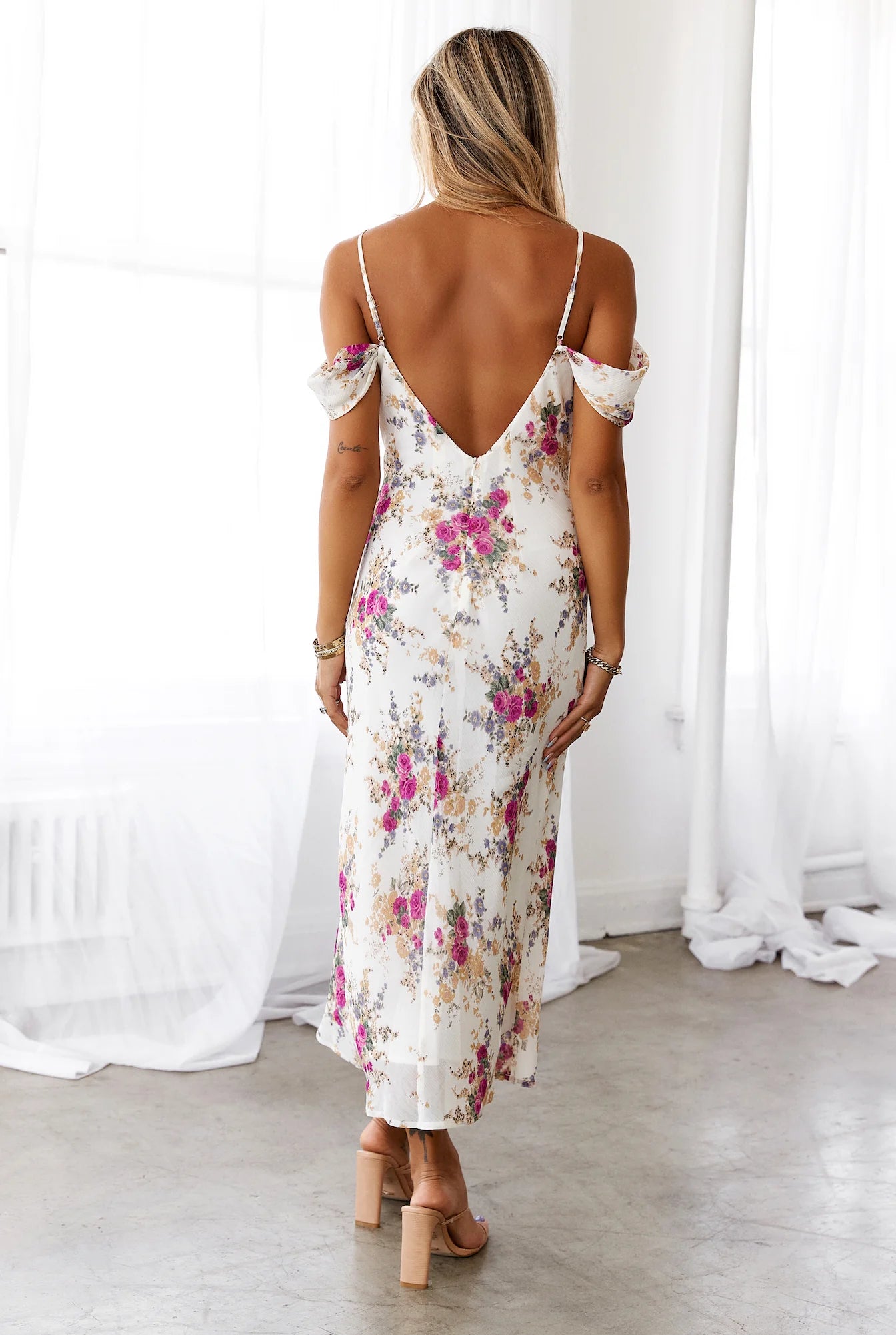HELLO MOLLY Sunset At Dawn Midi Dress Cream