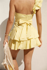 Ruffled Out Mini Dress Yellow