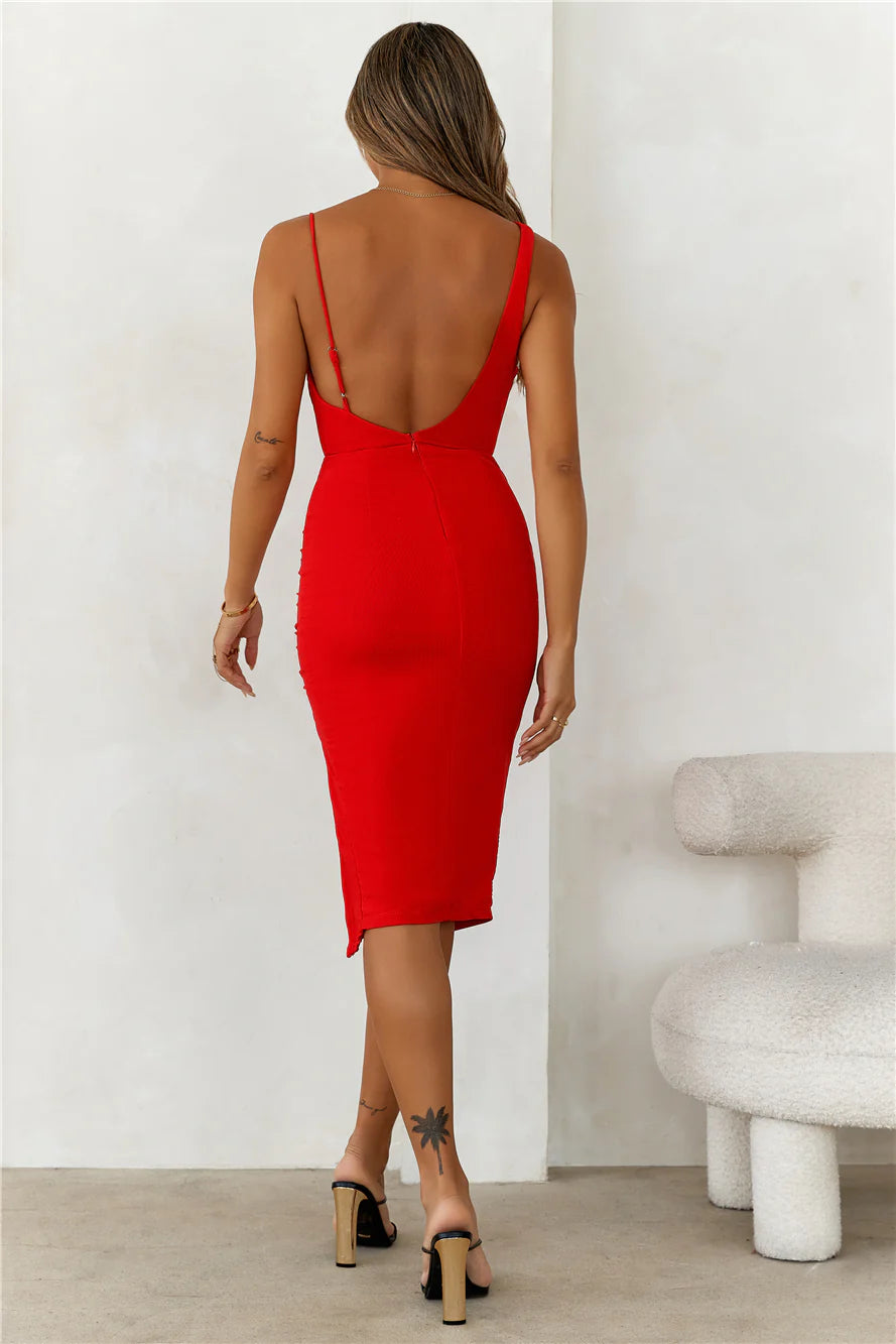 HELLO MOLLY Chic Celebrations Midi Dress Red
