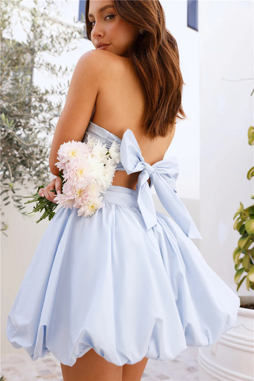 HELLO MOLLY  Upon A Cloud Strapless Mini Dress Light Blue